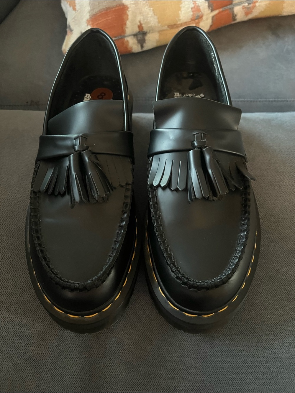 Dr. Martens Black Tassel Kiltie Platform Loafers